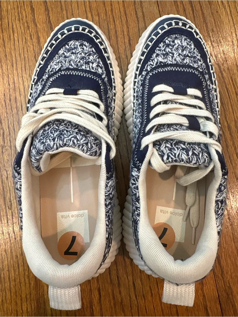 Dolce Vita Dolen Navy and Cream Platform Lace-Up Sneakers